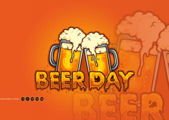 Beer Day Typeface Joint Two Glass Alcohol