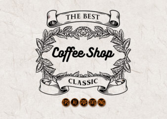Coffee Shop Classic with Vintage ribbon Silhouette