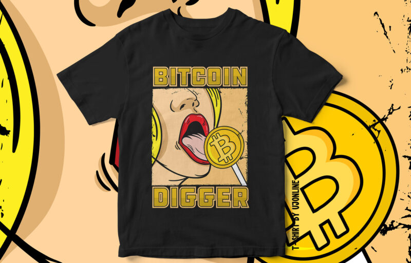 Bitcoin digger, Bitcoin T-shirt design, Bitcoin vector, bitcoin vector ...