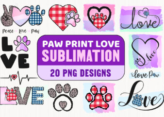 Paw Print Love PNG Sublimation Bundle t shirt illustration