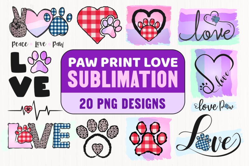 Paw Print Love PNG Sublimation Bundle