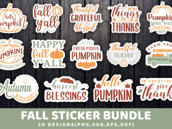 Fall sticker bundle, 20 svg designs