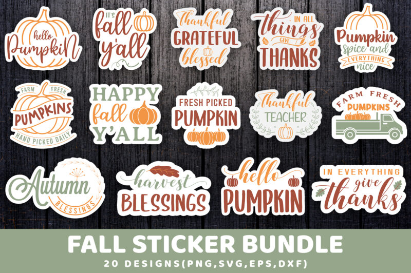 Fall Sticker Bundle, 20 SVG Designs