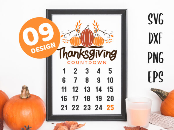 Thanksgiving countdown bundle t shirt designs for sale