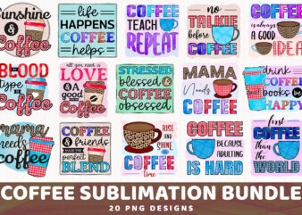 Coffee Sublimation PNG Bundle