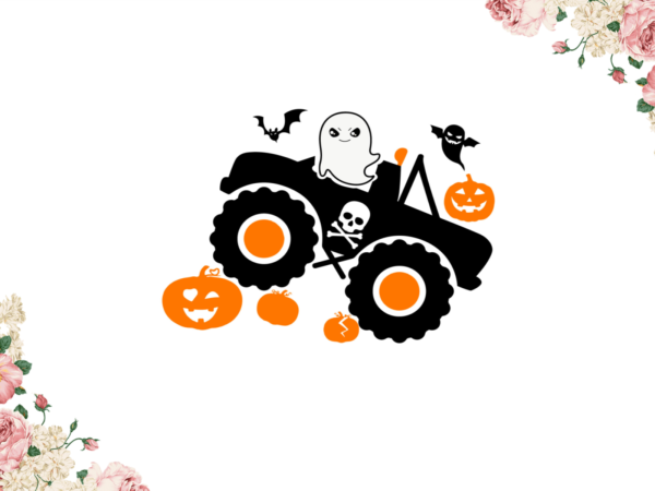 Halloween 2021, boo monster truck diy crafts svg files for cricut, silhouette sublimation files graphic t shirt