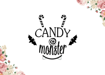 Halloween Decor, Candy Monster Diy Crafts Svg Files For Cricut, Silhouette Sublimation Files