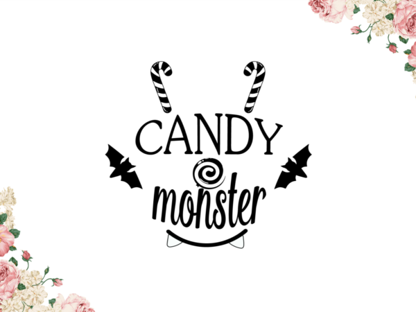 Halloween decor, candy monster diy crafts svg files for cricut, silhouette sublimation files graphic t shirt