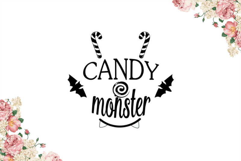 Halloween Decor, Candy Monster Diy Crafts Svg Files For Cricut, Silhouette Sublimation Files