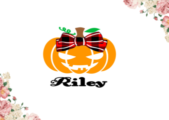 Riley Pumpkin Cameo Htv Prints, Halloween Gift Diy Crafts Svg Files For Cricut, Silhouette Sublimation Files
