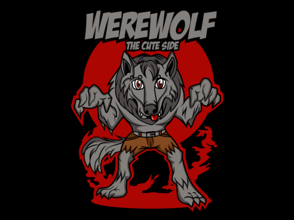 Cute werewolf t shirt vector file