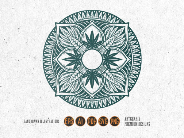 Cannabis mandala weed leaf silhouette t shirt vector file