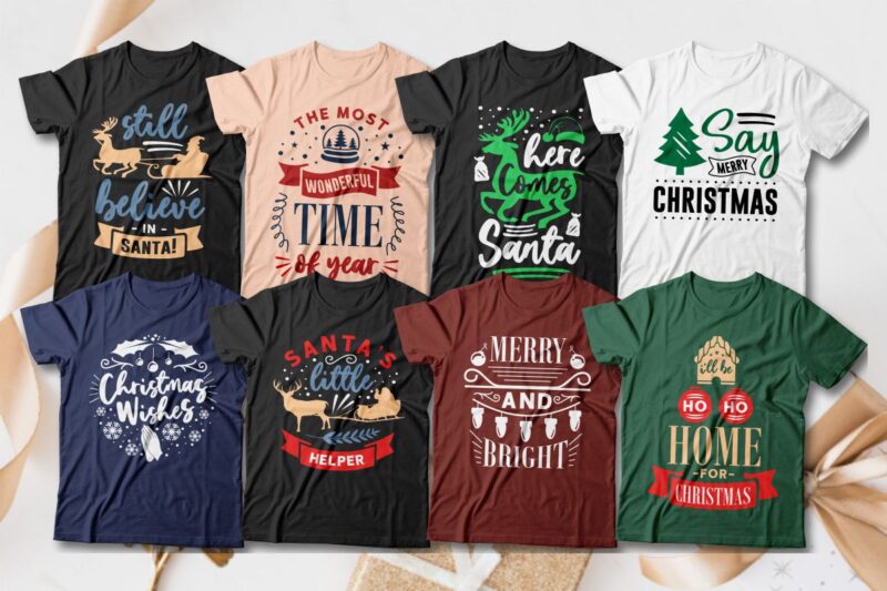Christmas t shirt design bundle