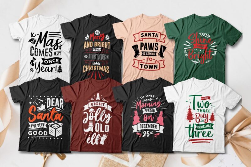 Christmas t shirt design bundle