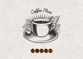 Coffee Cup Vintage Logo Silhouette t shirt vector file