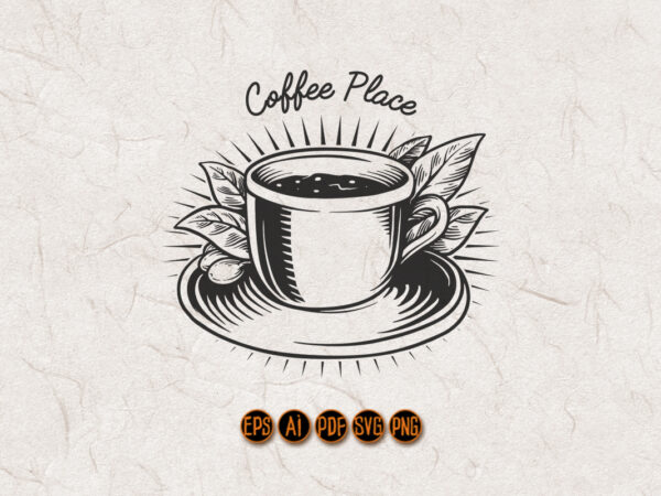 Coffee cup vintage logo silhouette t shirt vector file