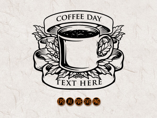 Coffee day glass banner shield vintage logo t shirt vector file