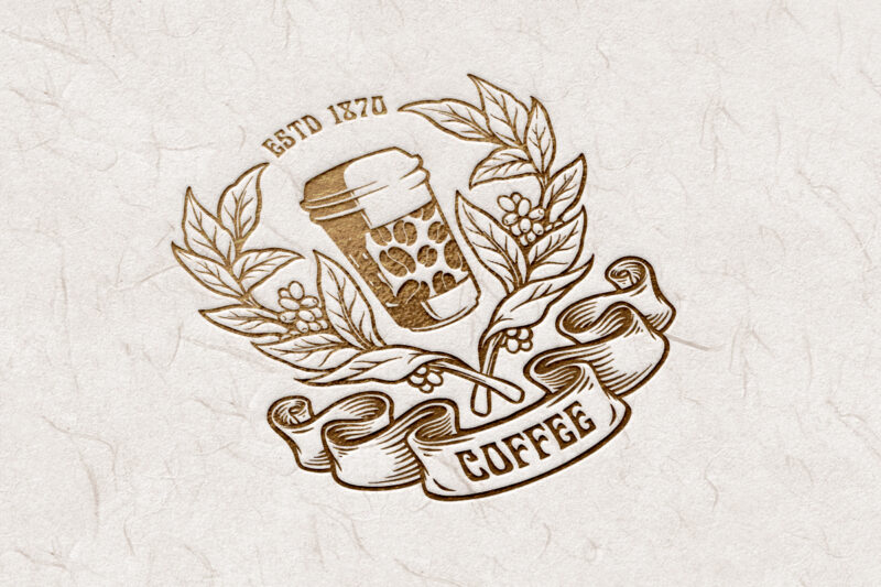 Coffee Plant Cup Glass Silhouette Logo