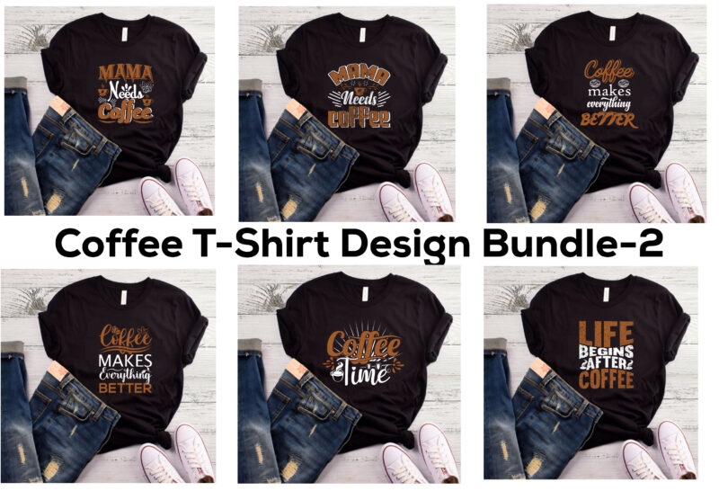 15Best selling coffee t-shirt designs bundle for commercial use.