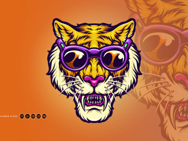 Cool head tiger summer vacation holiday t shirt vector file