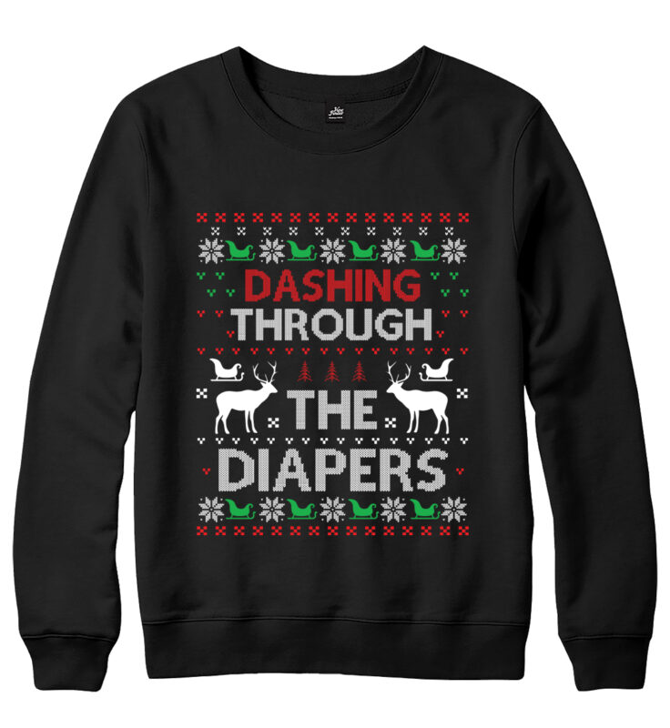 dashing through the diapers svg tshirt sweater design