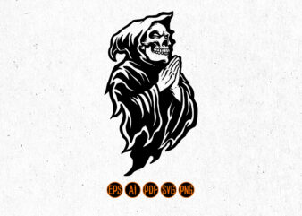 Death Grim Reaper Silhouette ClipArt t shirt vector illustration