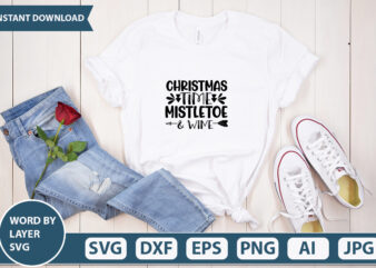 christmas time mistletoe and wine SVG Vector for t-shirt