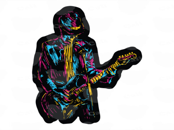 Electric guitar player vector clipart