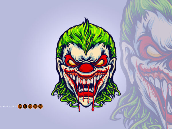 Evil angry joker blood vampire illustrations vector clipart