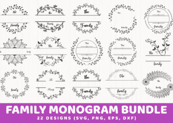Family Monogram Bundle, Farmhouse Signs t shirt graphic design