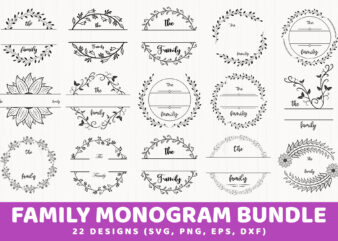Family Monogram Bundle, Farmhouse Signs t shirt graphic design