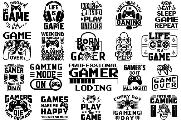20 Gaming SVG cut files | Gaming t-shirt design - Buy t-shirt designs