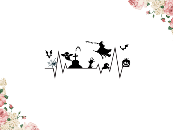 Halloween heartbeat diy crafts svg files for cricut, silhouette sublimation files graphic t shirt