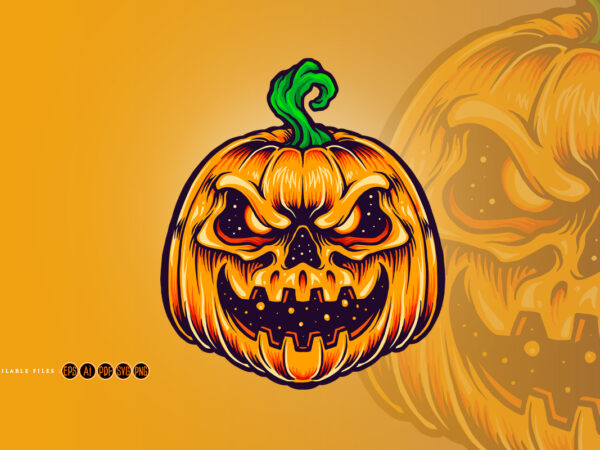 Halloween pumpkin creepy smile mascot graphic t shirt
