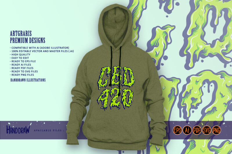 CBD Oil 420 Weed Lettering Melt Font