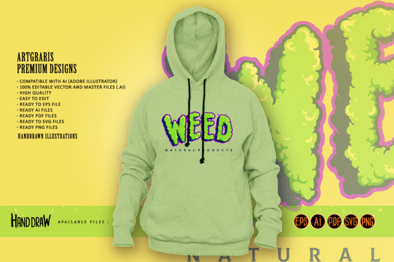 Weed Typeface Cloud Smoke Illustrations