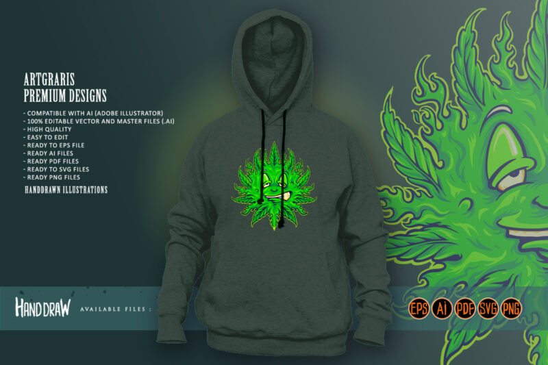 Green Weed Emoji Sun Mascot