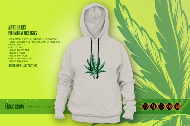 Kush Leaf Simple Logo Illustrations