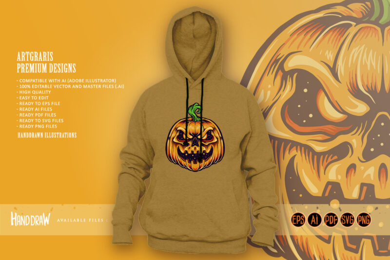 Halloween Pumpkin Creepy Smile Mascot