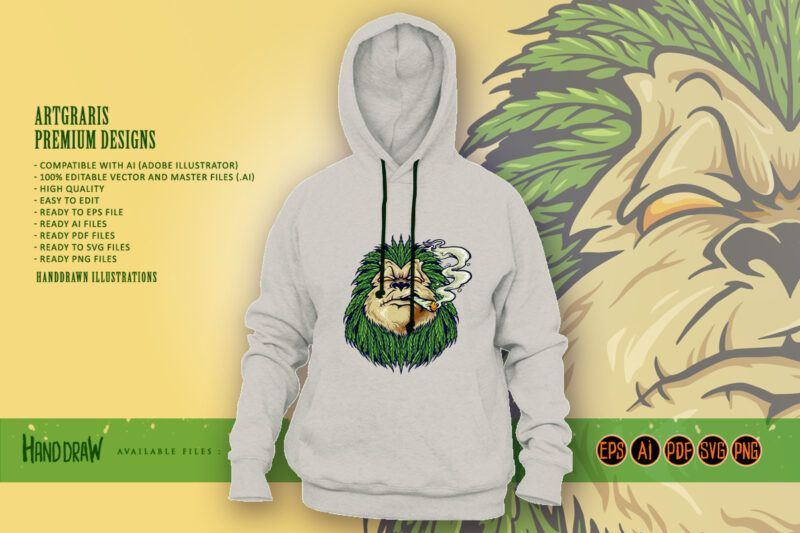 Monkey Weed Smoke Leaf Marijuana Mascot