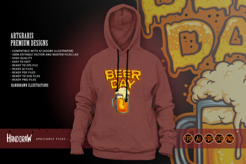 Happy Beer Day Glass Mascot Illustrations