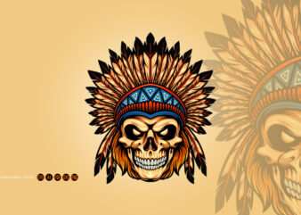 Indian Angry Skull Isolated Illustrations