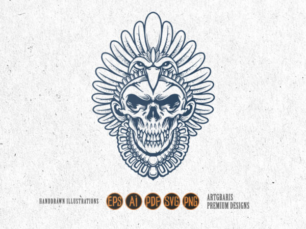 Indian native american skull silhouette t shirt design for sale Indian native american skull silhouette t shirt design for sale