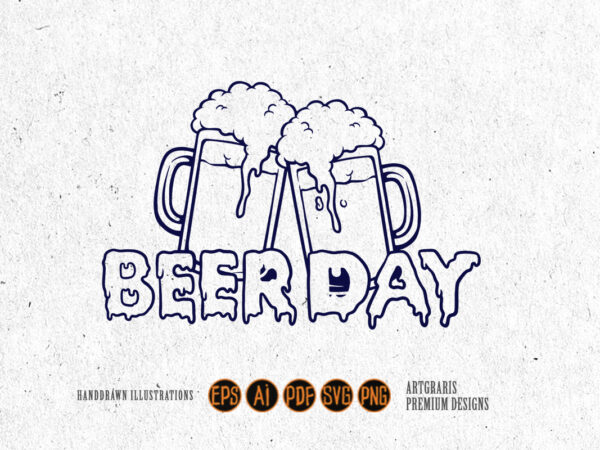 Joint two glass beer day silhouette vector clipart