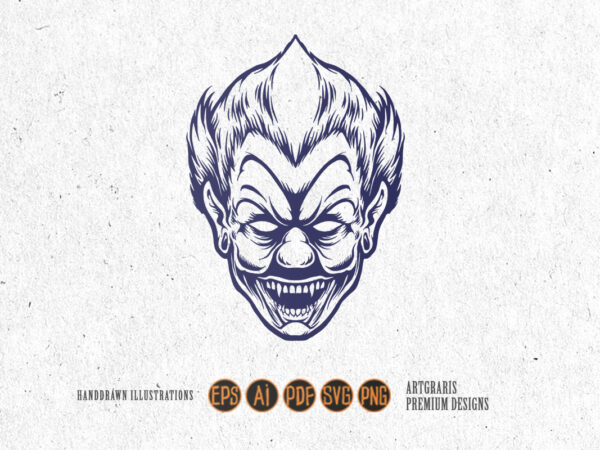 Joker clown circus silhouette vector clipart
