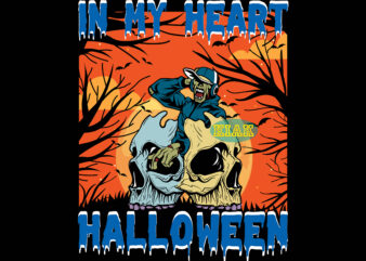 Skull and Zombies Scary, Skull In My Heart Halloween, Zombies In My Heart Halloween, Skull Svg, Zombies Svg, Halloween, Devil vector illustration, In My Heart Halloween, Halloween Death, Pumpkin scary