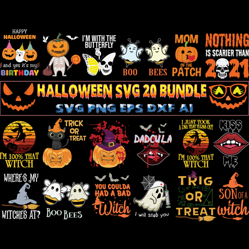 Halloween SVG T-Shirt Design 20 Bundle Part 5-6, Halloween SVG Bundle, Halloween Bundle, Halloween Bundles, Bundle Halloween, Bundles Halloween Svg, Pumpkin scary Svg, Pumpkin horror Svg, Halloween Party Svg, Scary