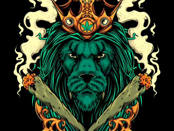 Lion kush t shirt vector graphic