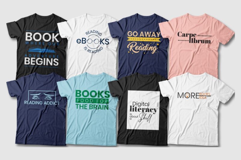 Literacy t-shirt designs bundle vector, Book lover quotes for t shirt