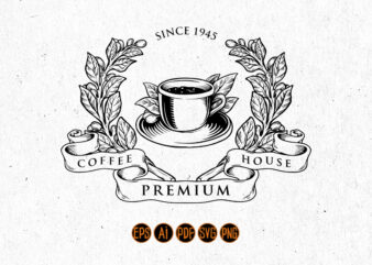 Plant Frame Coffee Logo Silhouette